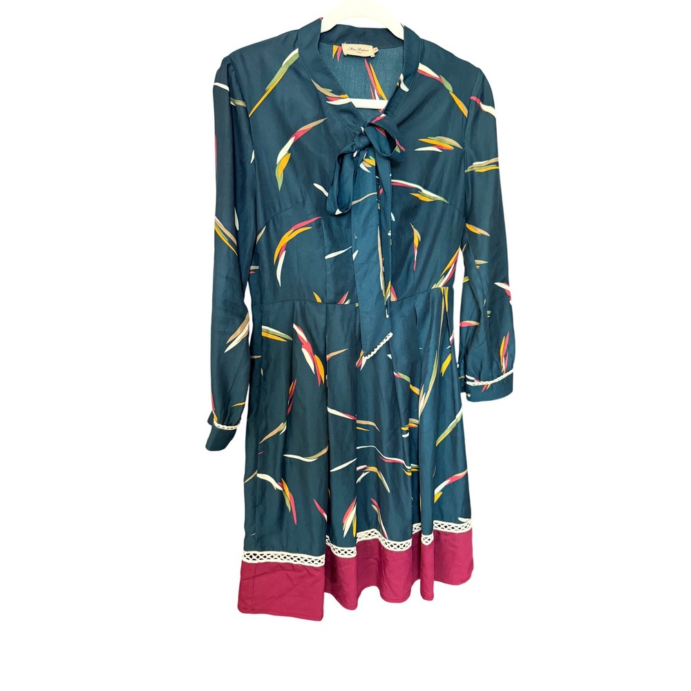 Miss Patina London Retro Bow Tie Abstract Print Mini Dress Size M